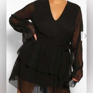 PLUS Black Mesh Skater Dress